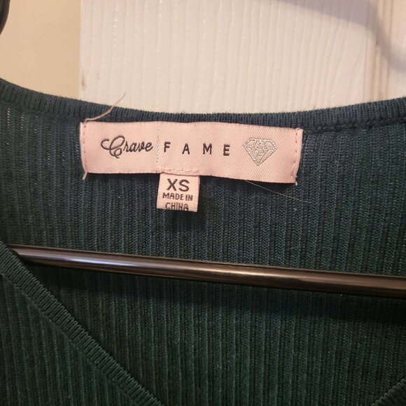 Green Sweater Long Sleeve Crop Top - Picture 2 of 2